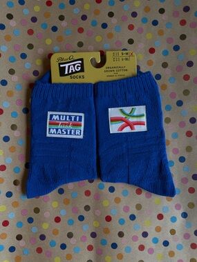 Blue Q Bright Blue Multi-Logo Crew Socks
